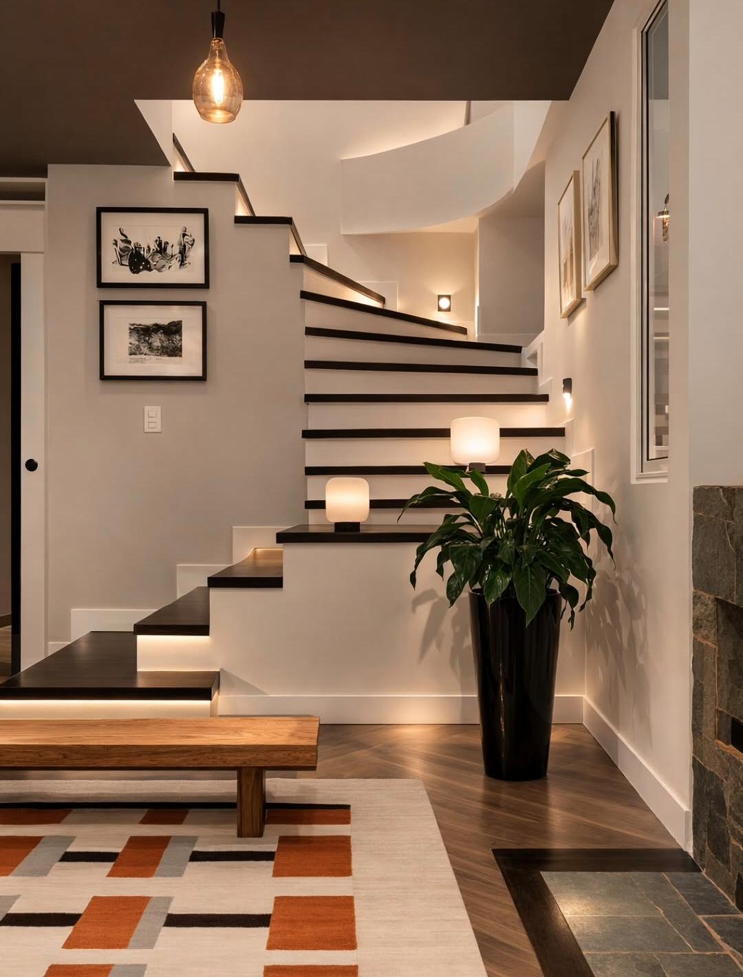 Escalera de un apartamento remodelado por Co. Diseño en Bogotá